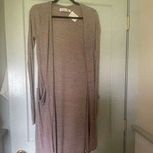 NWT Free people full length taupe cardigan